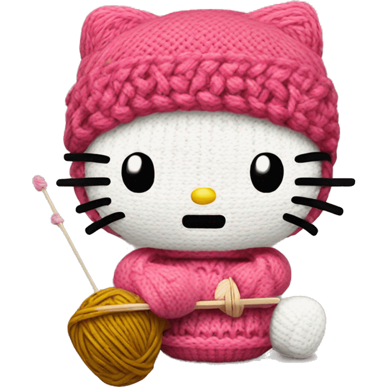 Hello Kitty knitting emoji