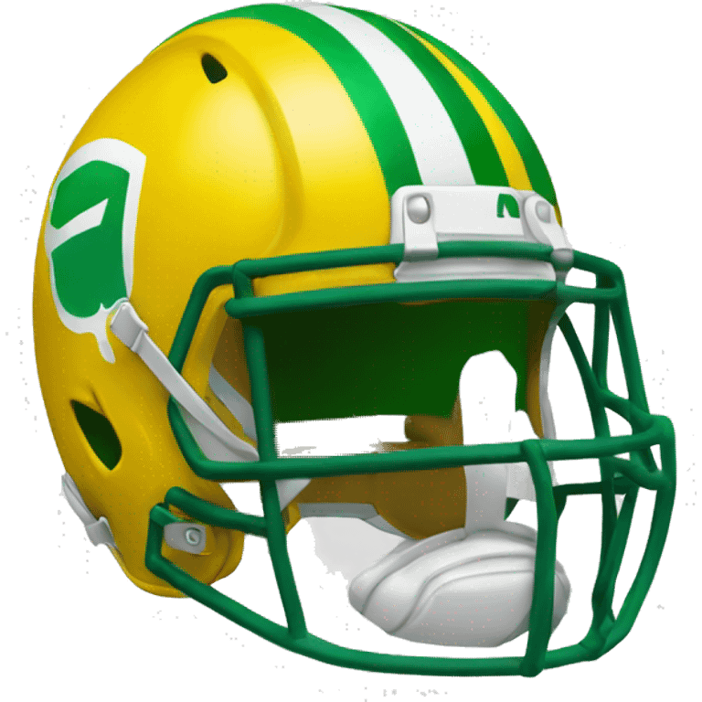 A yellow football helmet with a green outline  emoji