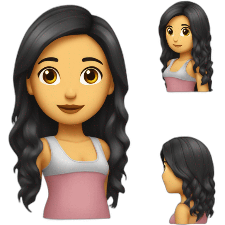 Chica morena con pelo más largo de un lado con mechas pelirroja emoji