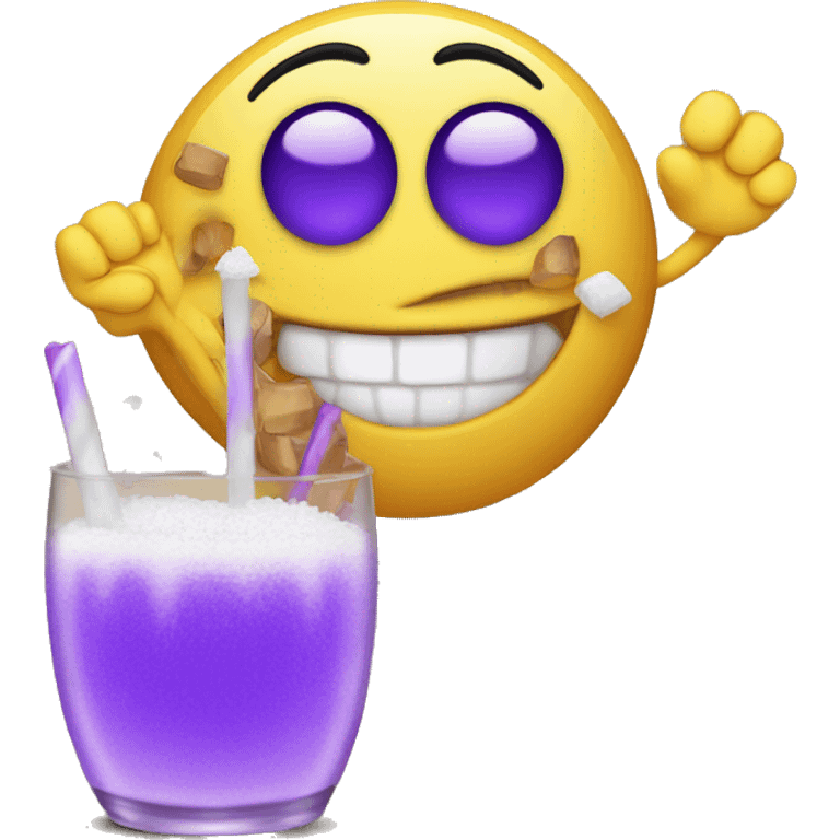 happy emoji with purple drink and piles of salt next to him  emoji