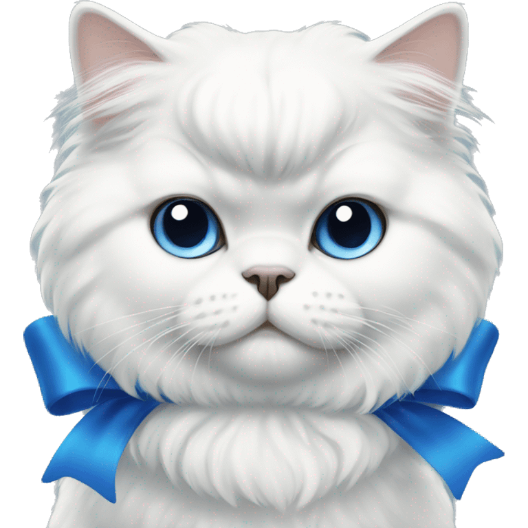 White Persian cat with blue bow emoji