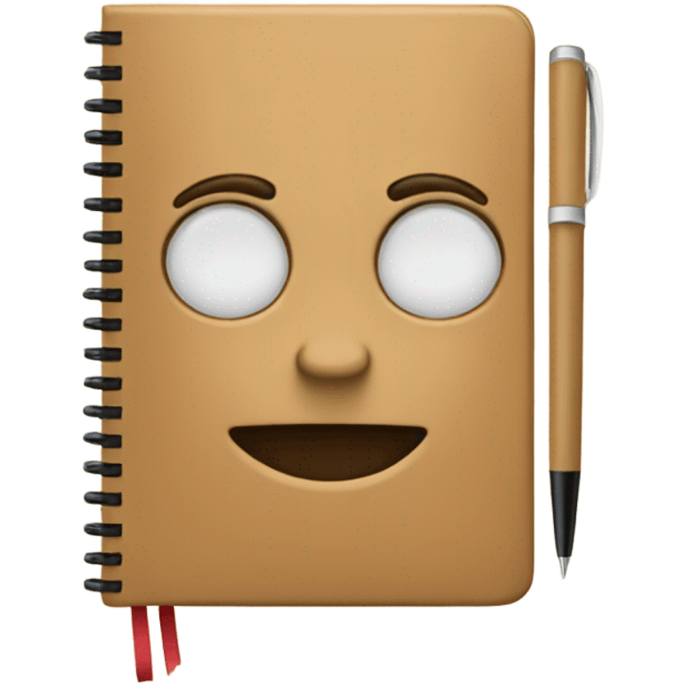 Tan notebook with a pen emoji