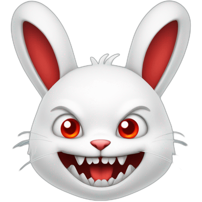 evil white rabbit with sharp fangs with red around mouth emoji