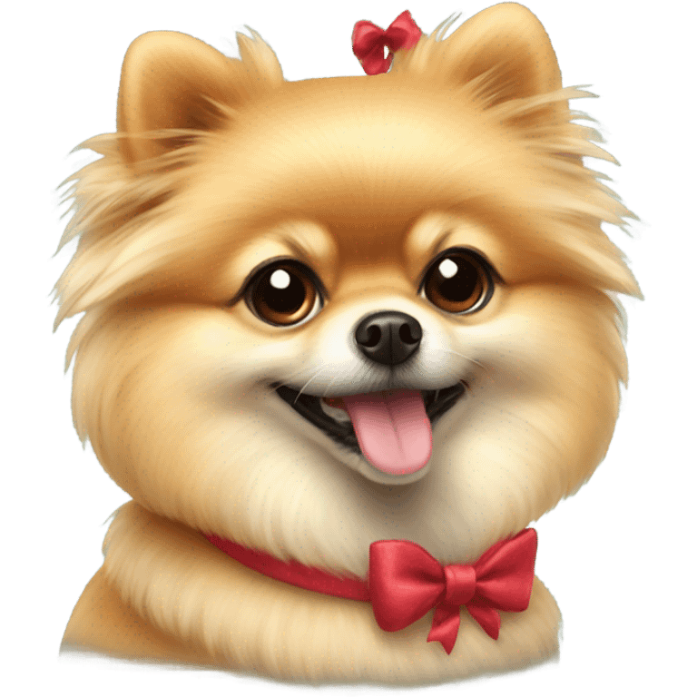 pomeranian wearing bow emoji