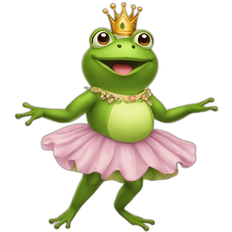 Queen frog dancing in forest emoji