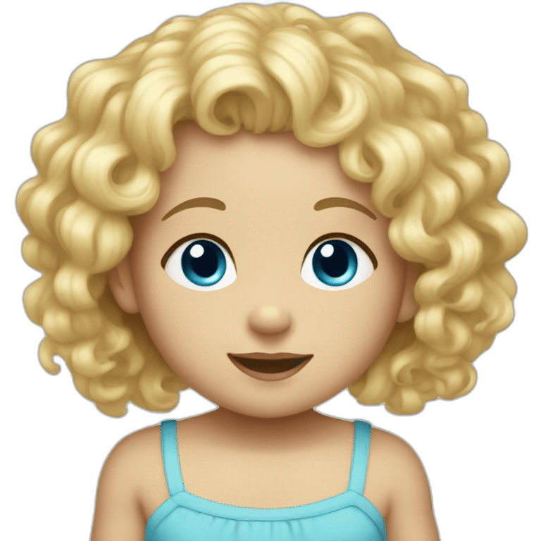 baby with curly and blonde hair and with blue eyes  emoji