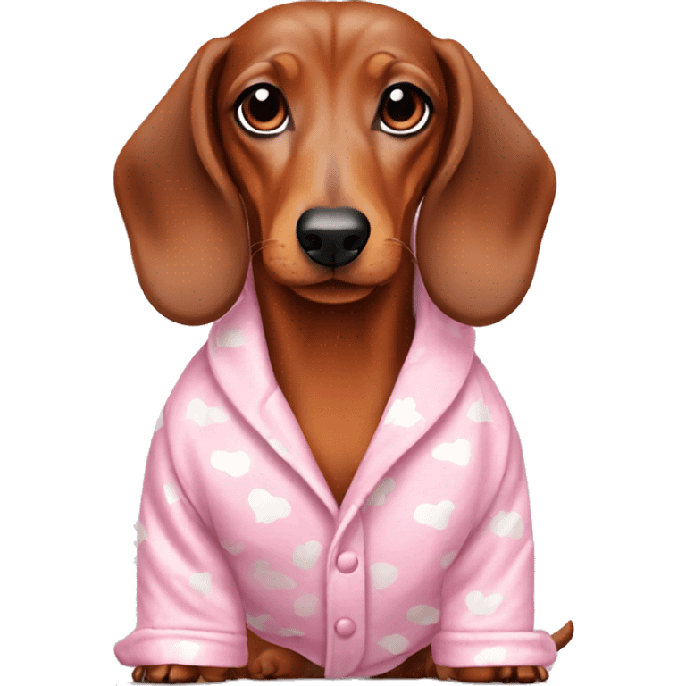 dachshund dog in light pink pajamas emoji