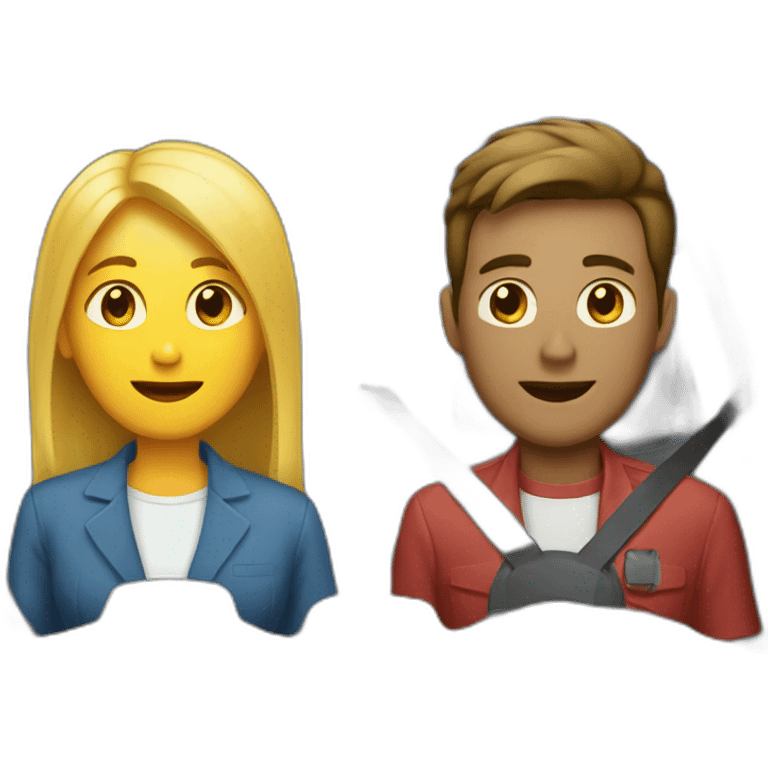 Men and women in car emoji