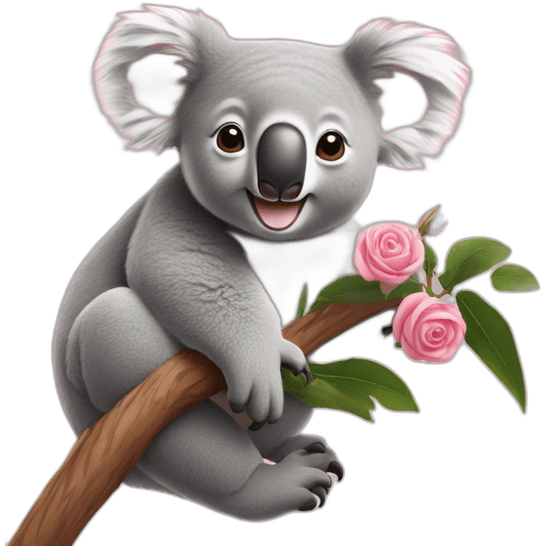 Koala sur une rose emoji