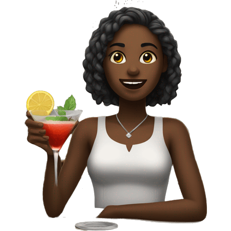 girl enjoying cocktail at bar with broken arm emoji