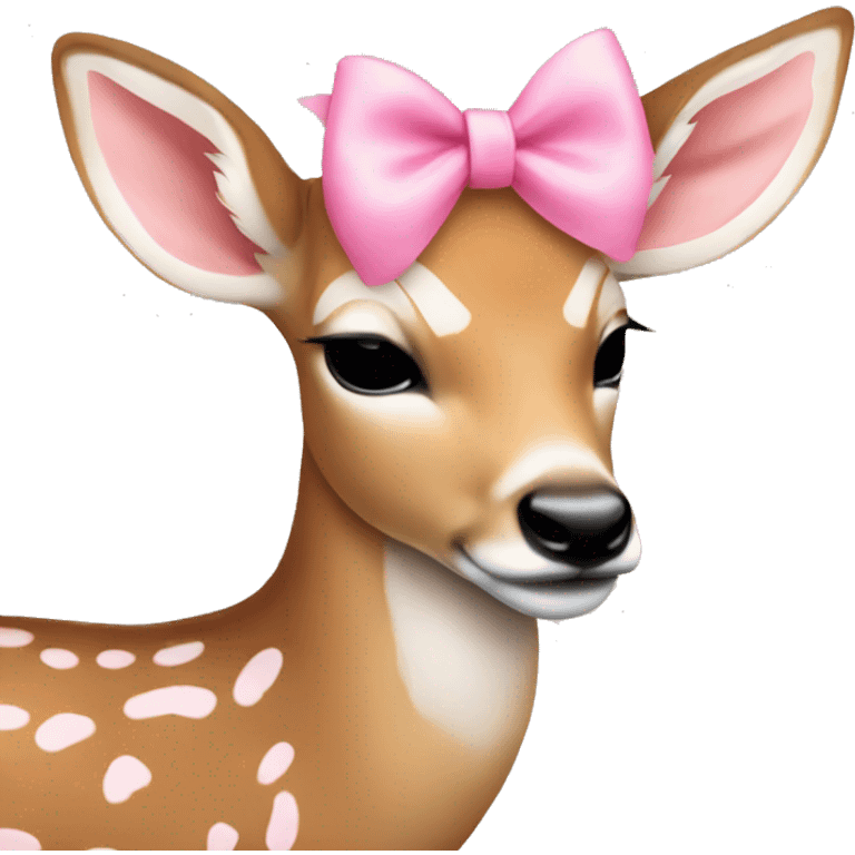 fawn sleeping with pink bow around neck  emoji