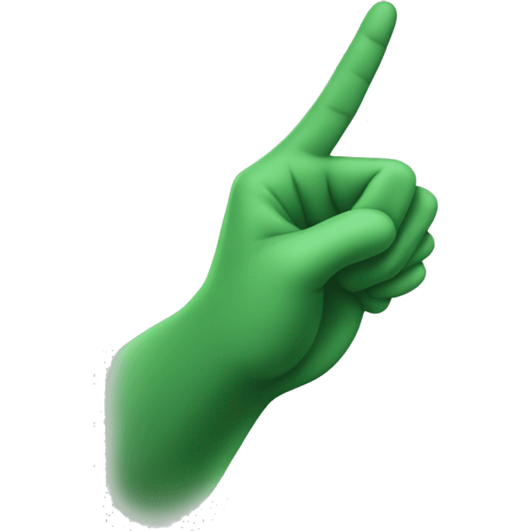 A long green hand pointing  emoji