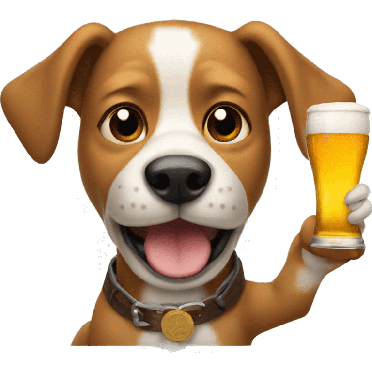 Dog drinking a beer emoji