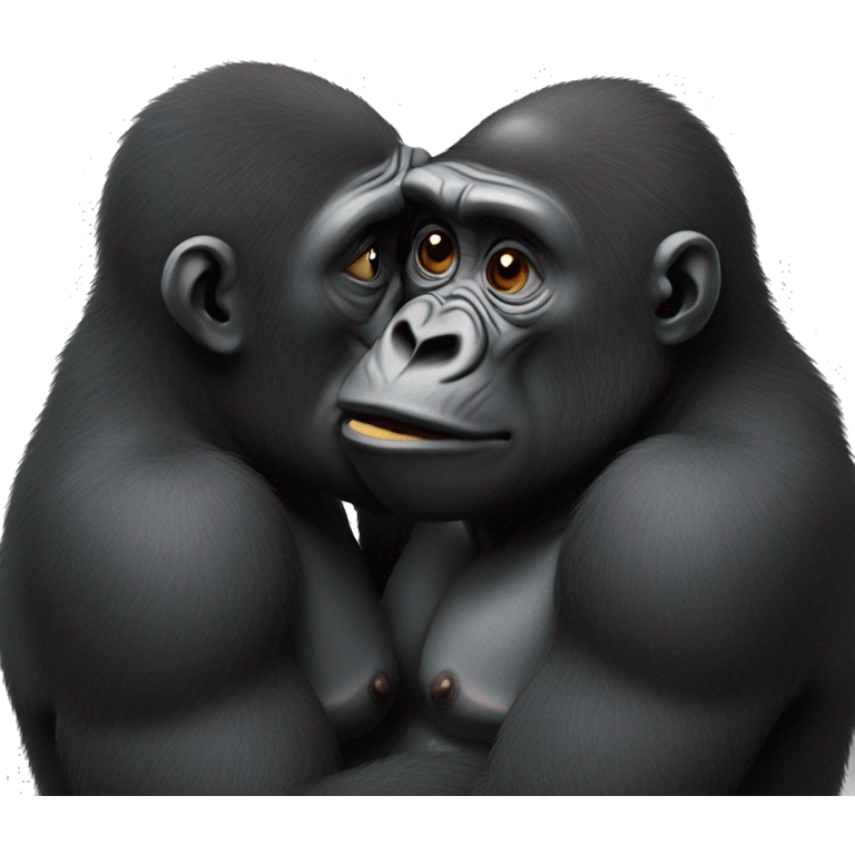 2 gorillas kissing emoji