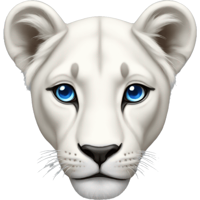 white lioness no mane with blue eyes emoji