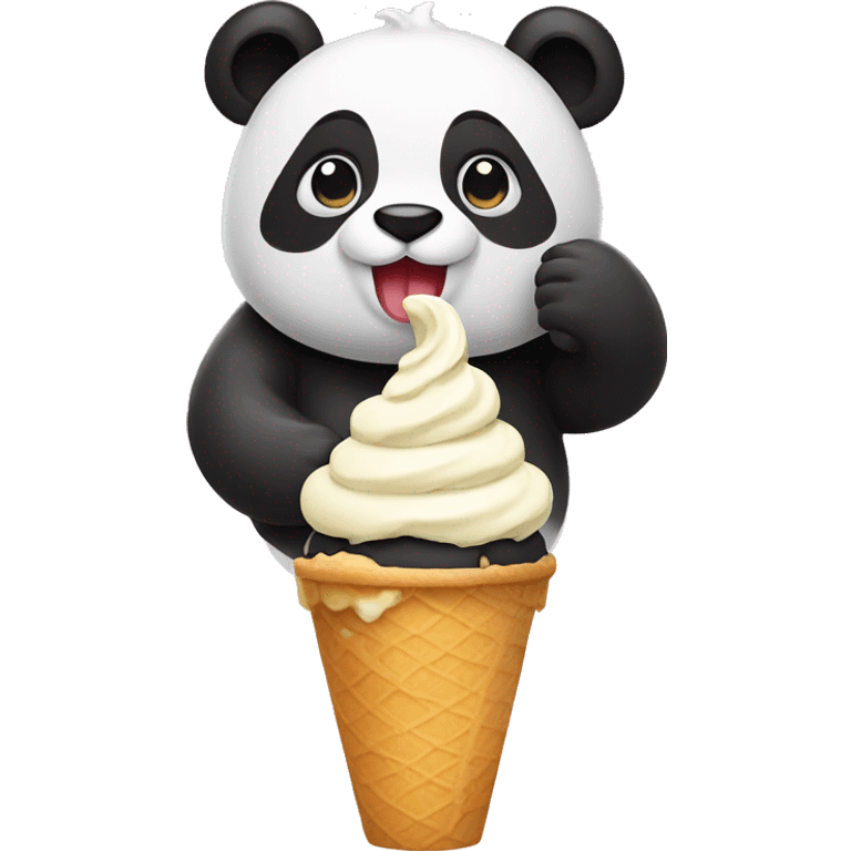 Panda eating ice cream emoji