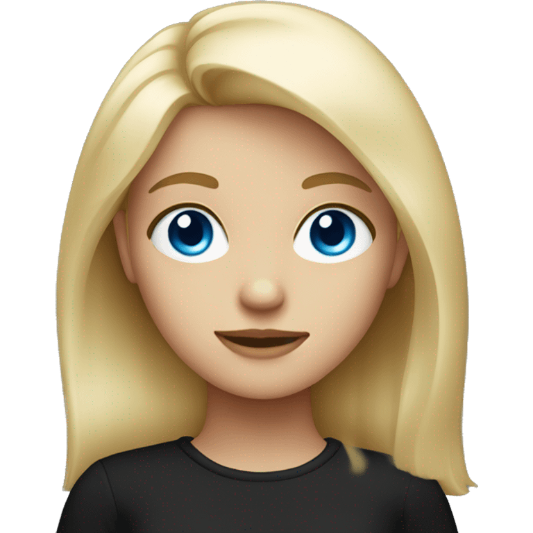 blonde girl with blue eyes in black shirt emoji