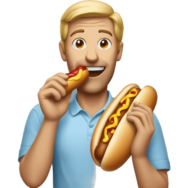 Man eating hotdog emoji