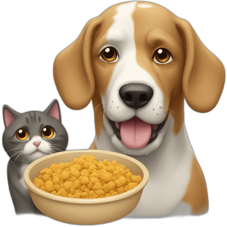 Dog and cat eating food  emoji