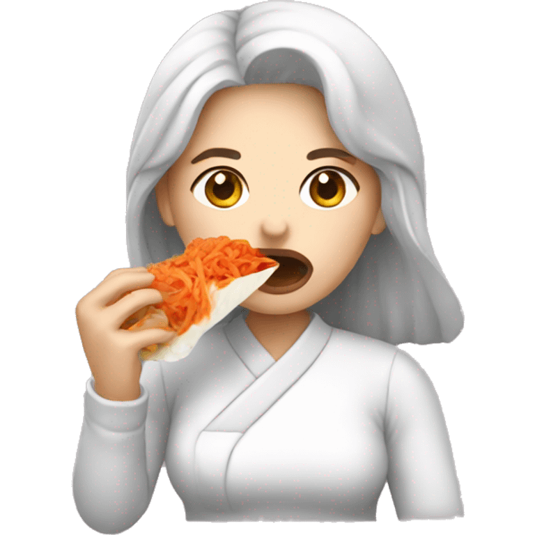 woman eating kimchi emoji