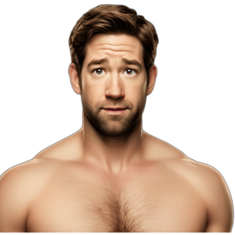 john krasinski without shirt and flexing emoji