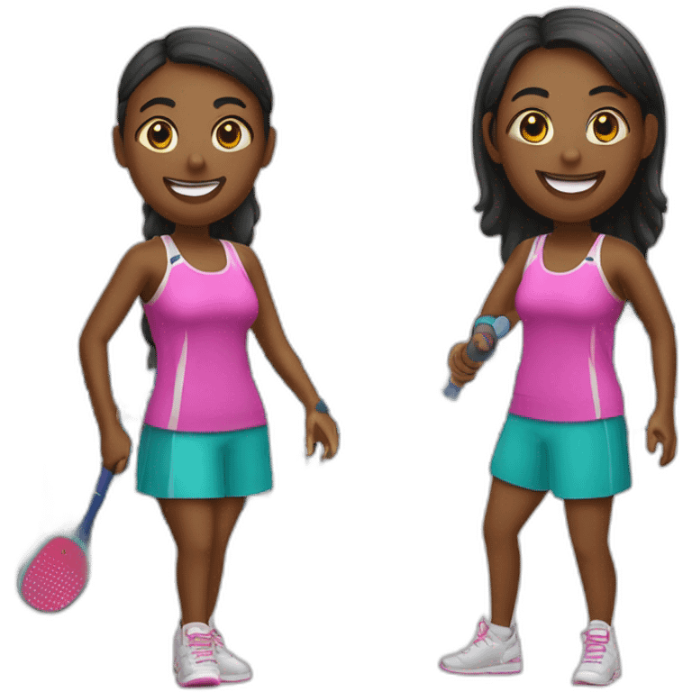 two girlfriends with pickleball raquetts emoji