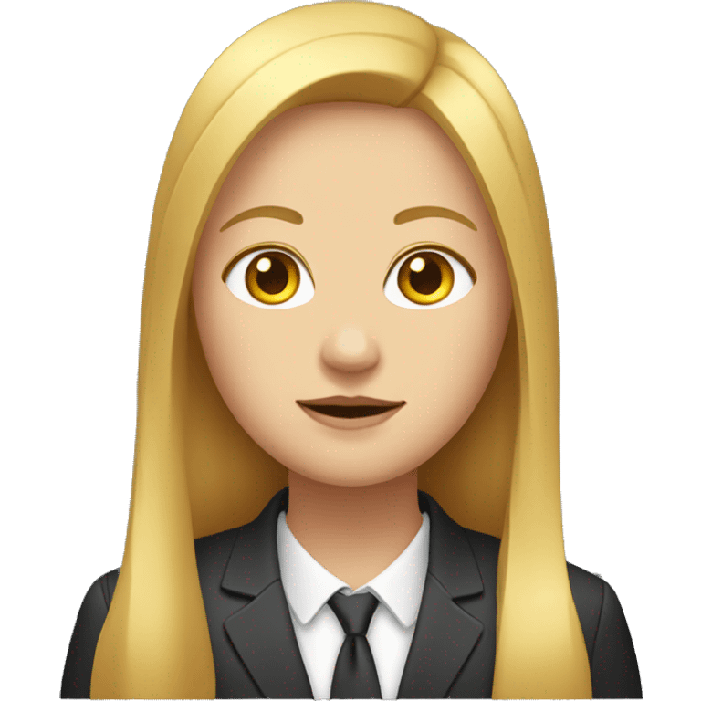 Facial obesity, female, with golden long hair, wearing a suit emoji