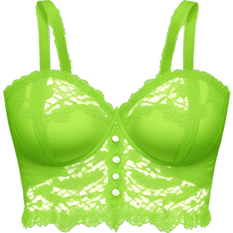 Realistic isolated lime green crop top lace bustier. emoji