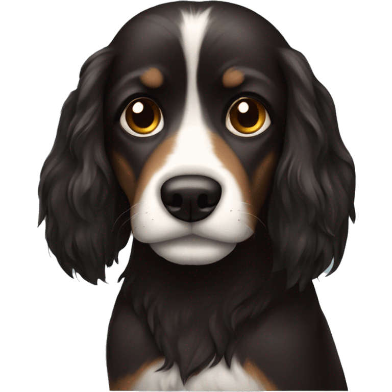 Dark brown and black long hair dog  emoji