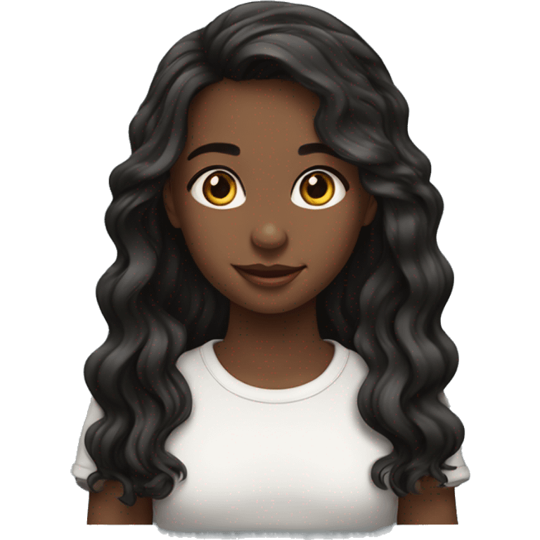 girl European wavy long hair black emoji