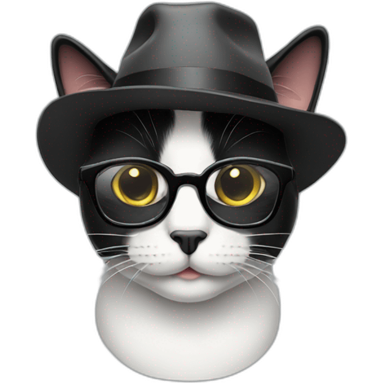 black-cat-with-glasses-and-hat emoji