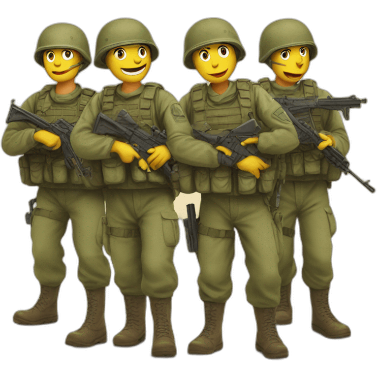 a postcard with israeli soldiers on war emoji