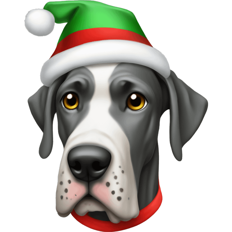 Great dane with Christmas hat emoji