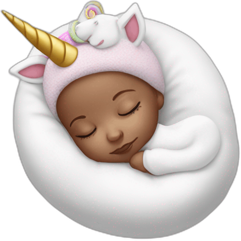 Sleeping white Newborn with unicorn headband emoji