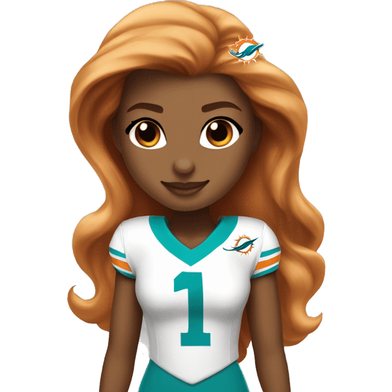 Dianey Princess Belle swift wearing Miami Dolphins jersey number 1 emoji