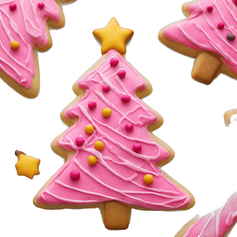 Pink Christmas tree shaped sugar cookie emoji