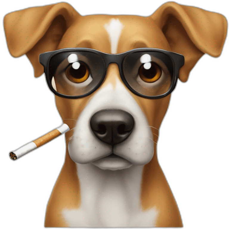 un chien avec des lunettes de soleils et un cigarette emoji