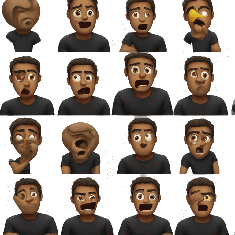 Frightened guy black shirt meme indoors emoji