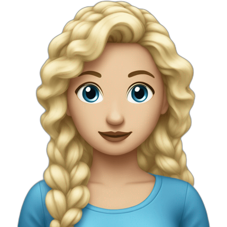 femme bleue cheveux tressés bleus emoji