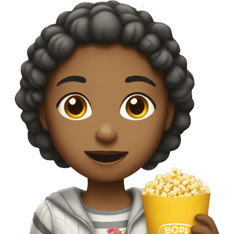 girl holding popcorn emoji