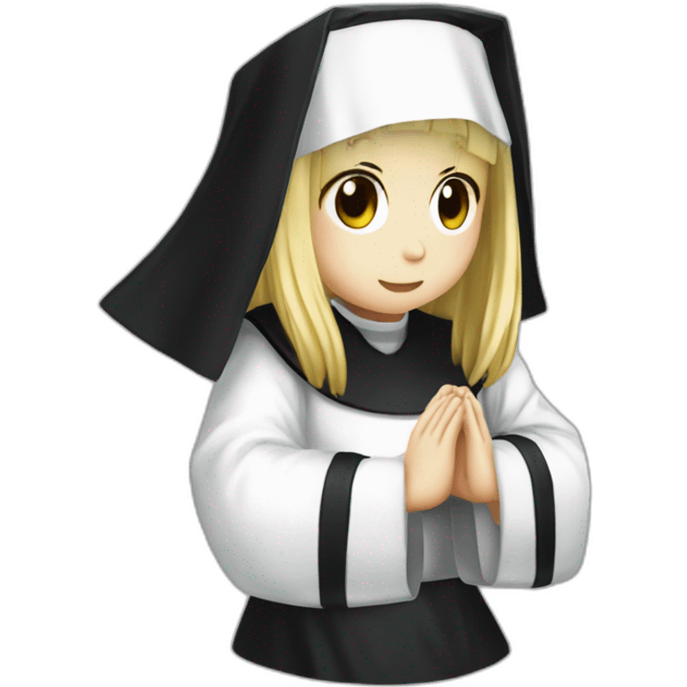 Misa Amane from death note dressed as a nun and praying emoji