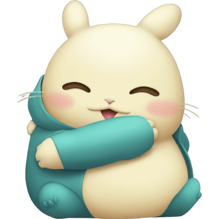 Peep bunny hugging snorlax emoji