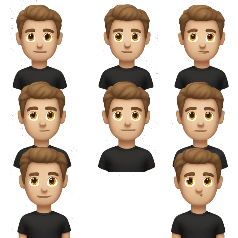 White guy, brown hair, wearing black tshirt emoji