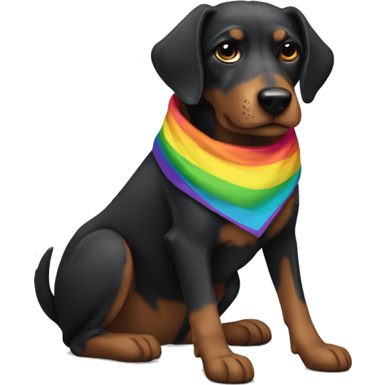 black mongrel dog with rainbow bandana  emoji