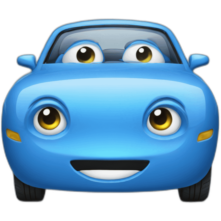 blue car with eyes emoji