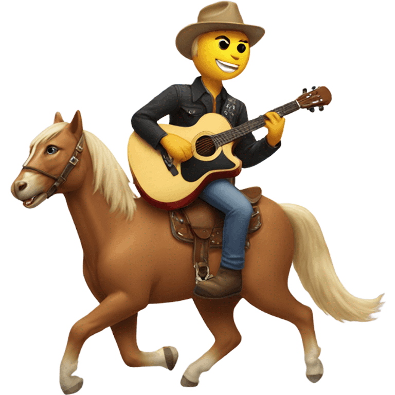 Cat riding a horse playing a guitar  emoji