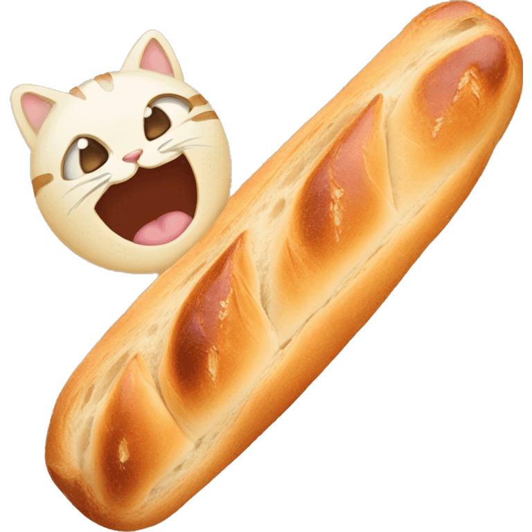 baguette with a cat face emoji