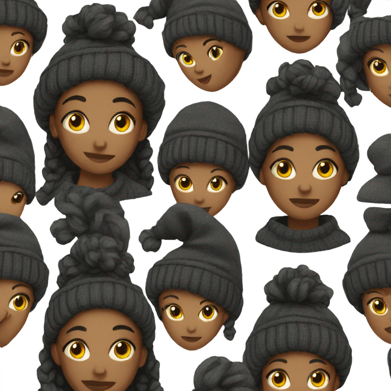 Black girl with sweater hat emoji