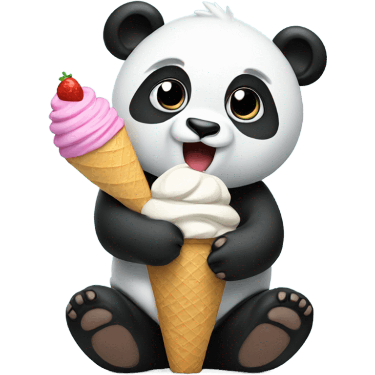 Panda eating ice cream emoji