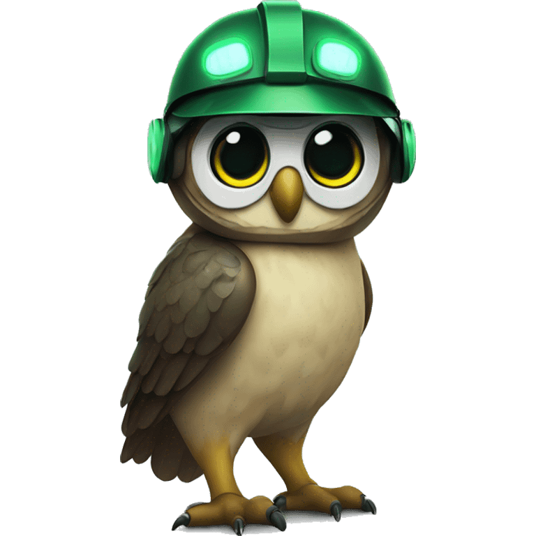 Owl with night vision device in helmet emoji